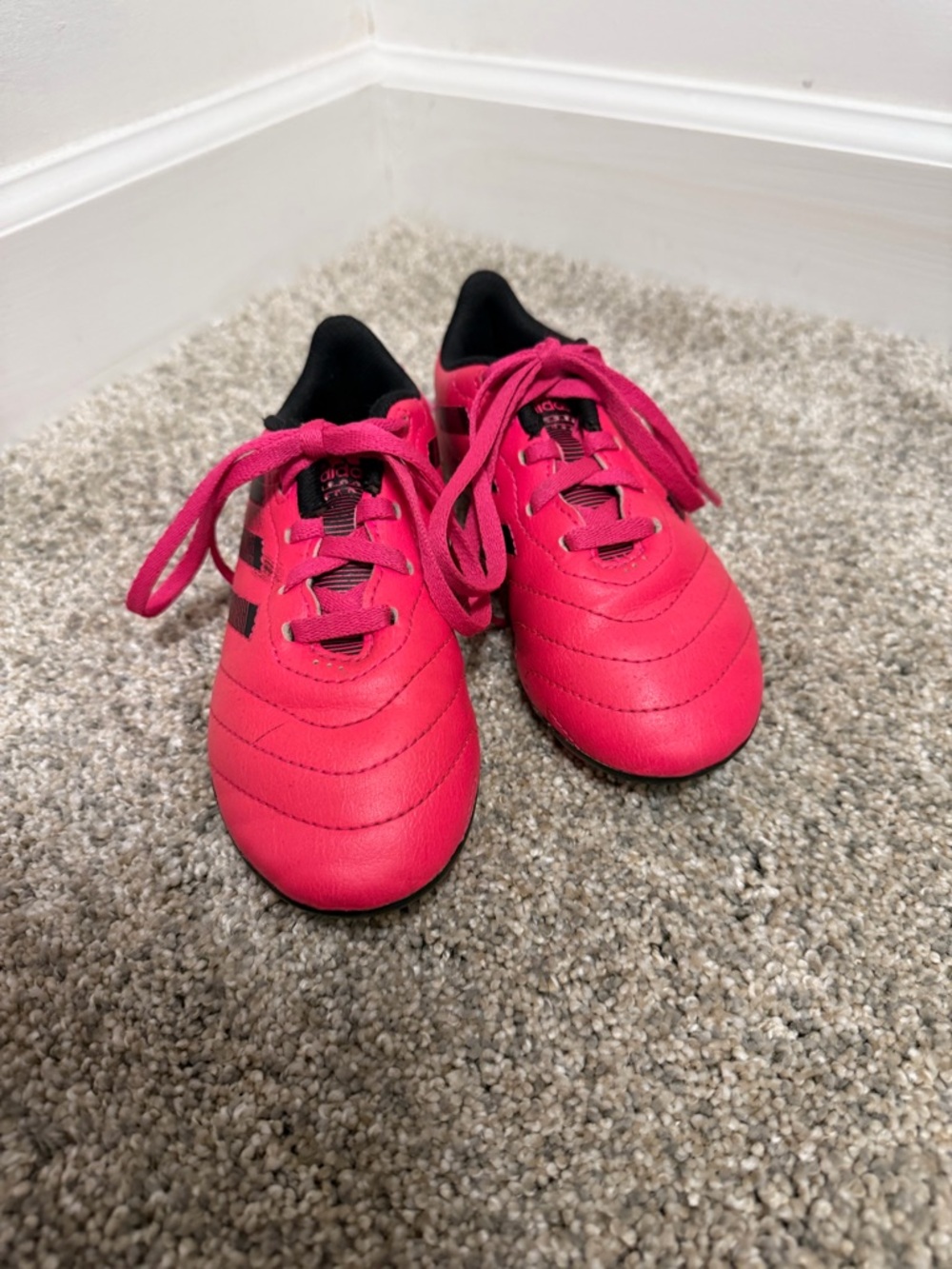 adidas Kids Hot Pink and Black Lace-Up cleats